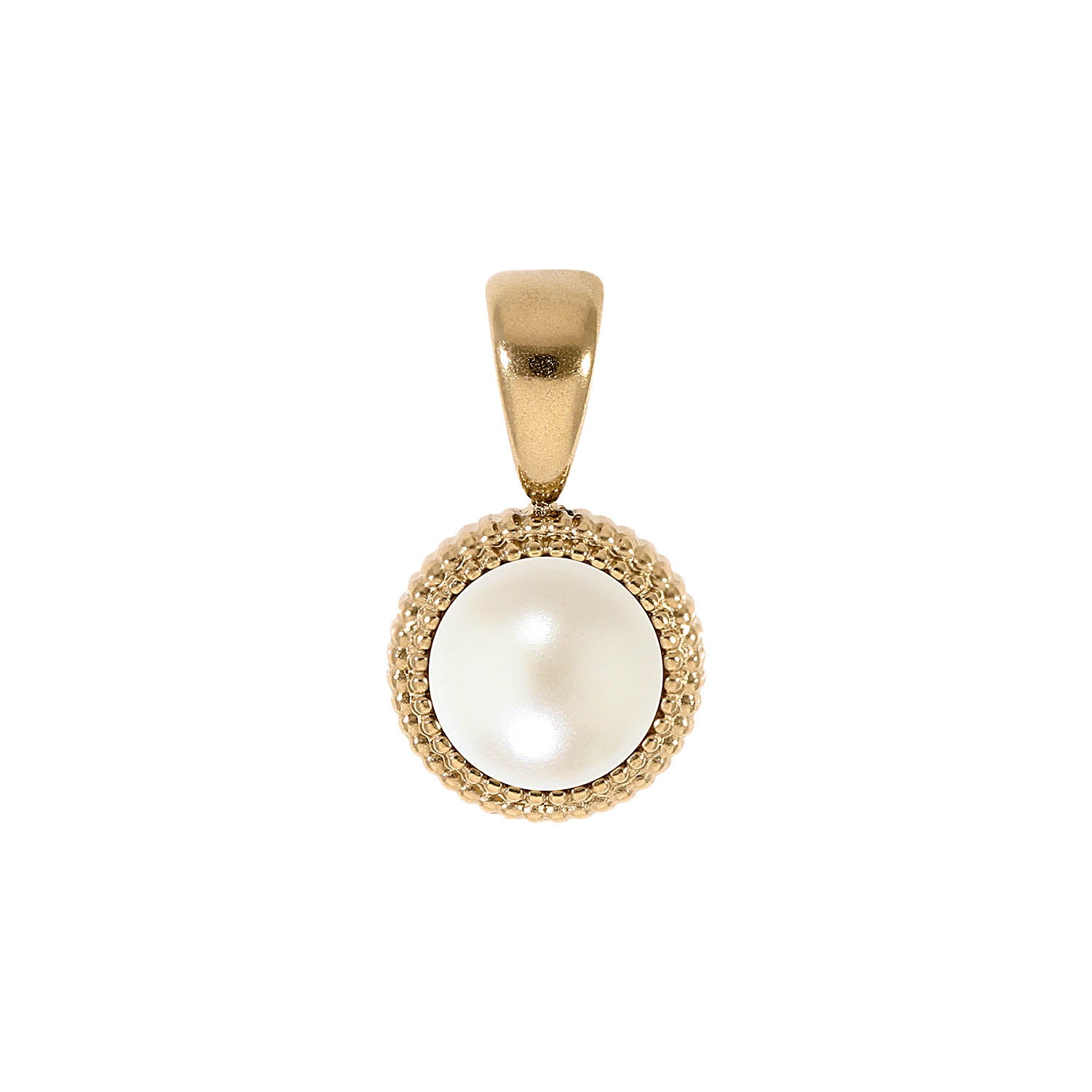 Fabero Flat Pendant 0.4" - Gold cream pearl
