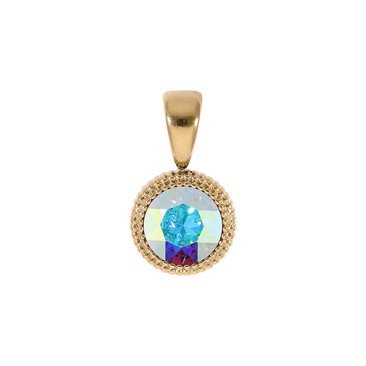 Fabero Flat Pendant 0.4" - Gold crystal aurora boreale