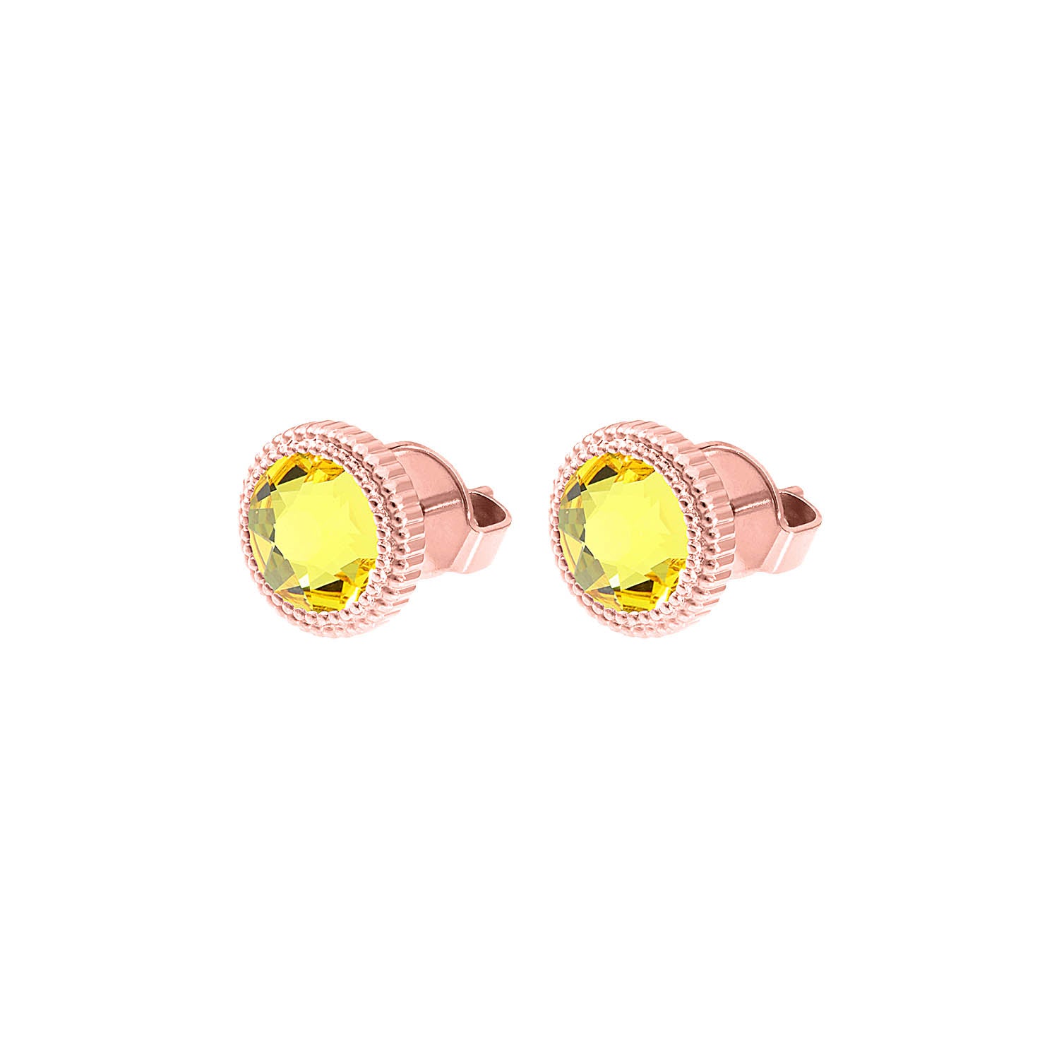 Fabero Flat Stud Earring 0.4" - Rose Gold light topaz