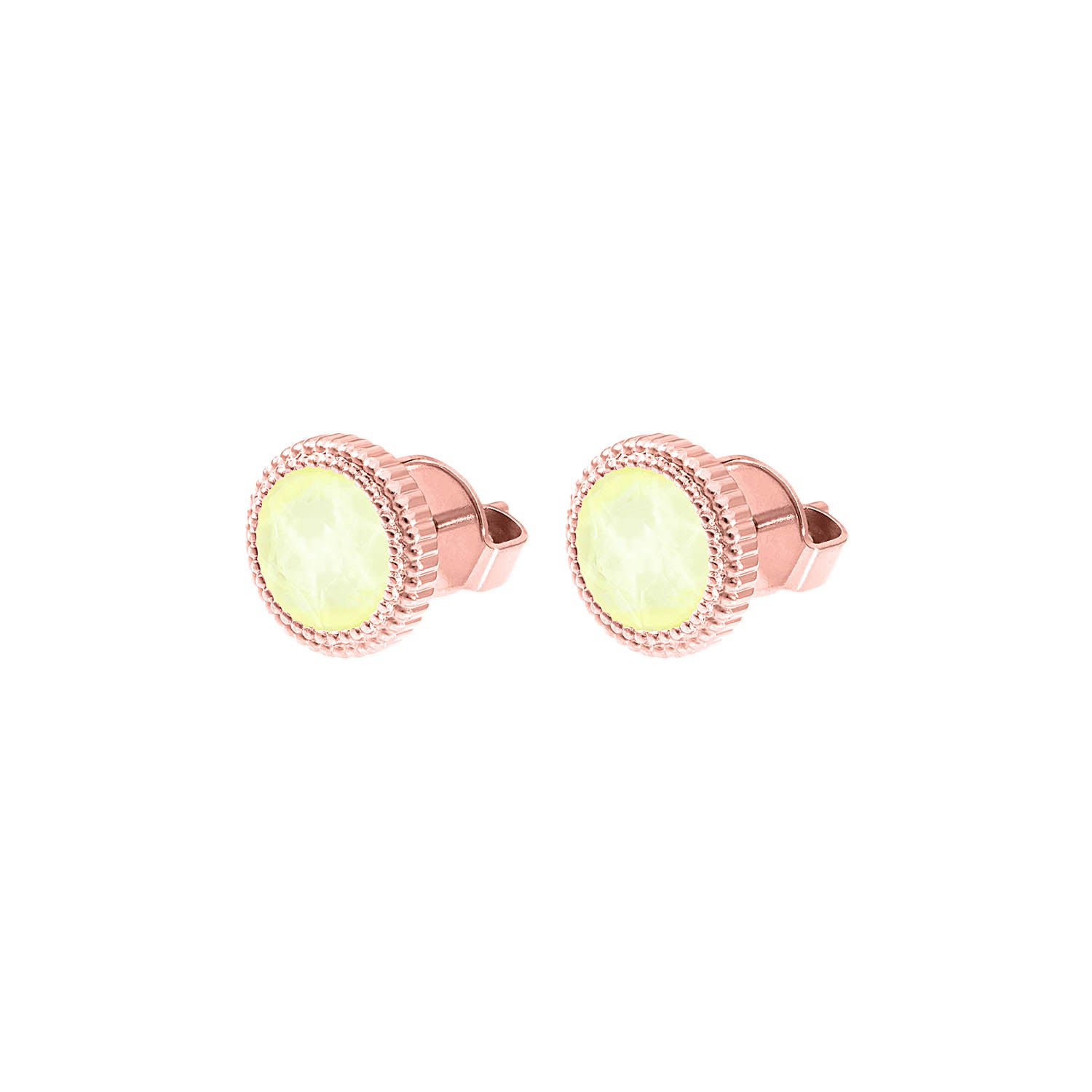 Fabero Flat Stud Earring 0.4" - Rose Gold crystal soft yellow ignite