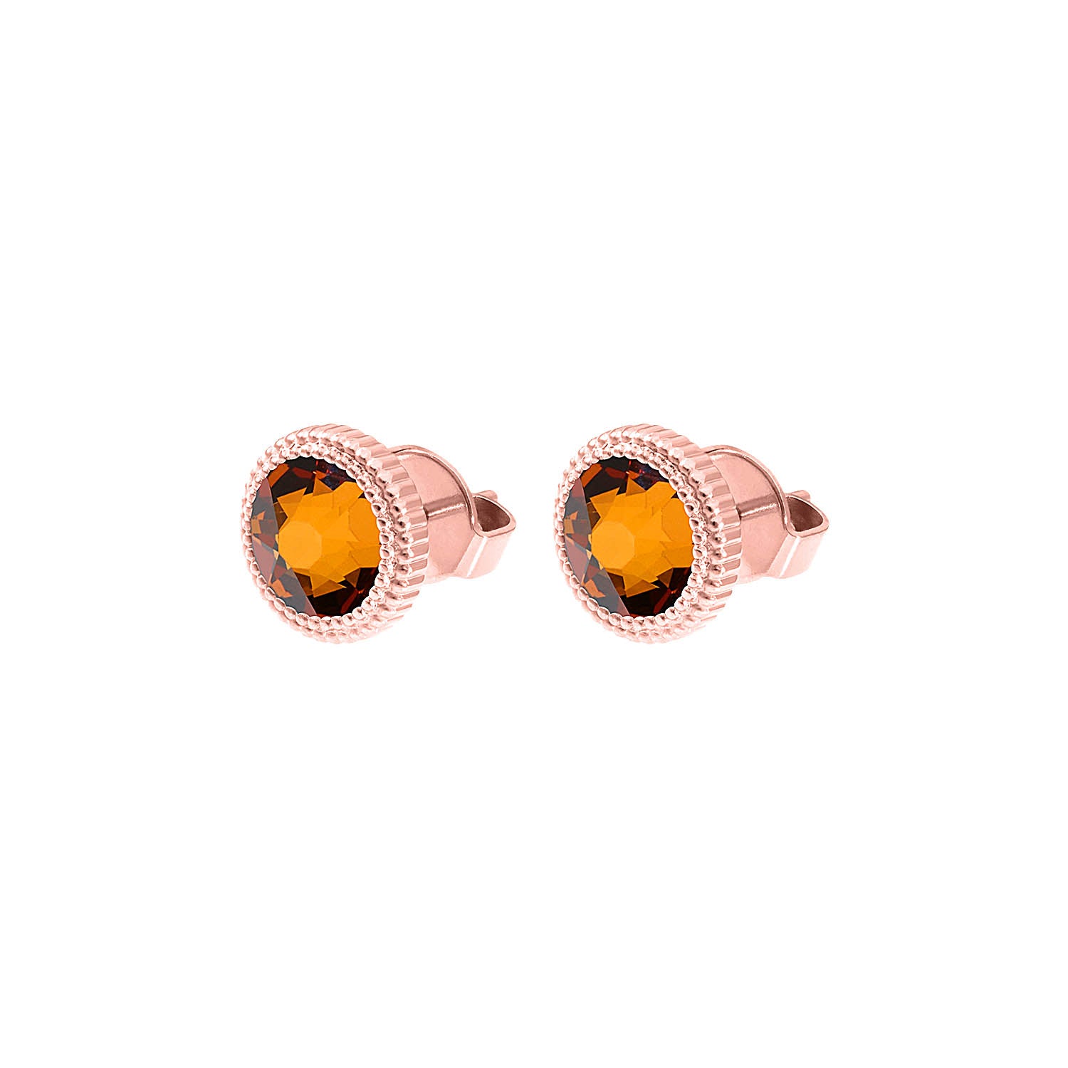 Fabero Flat Stud Earring 0.4" - Rose Gold light amber