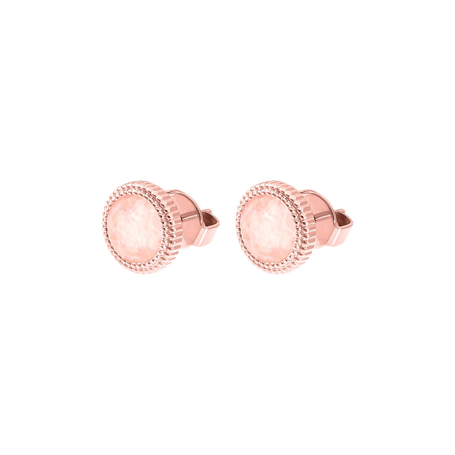 Fabero Flat Stud Earring 0.4" - Rose Gold Crystal Flamingo Ignite