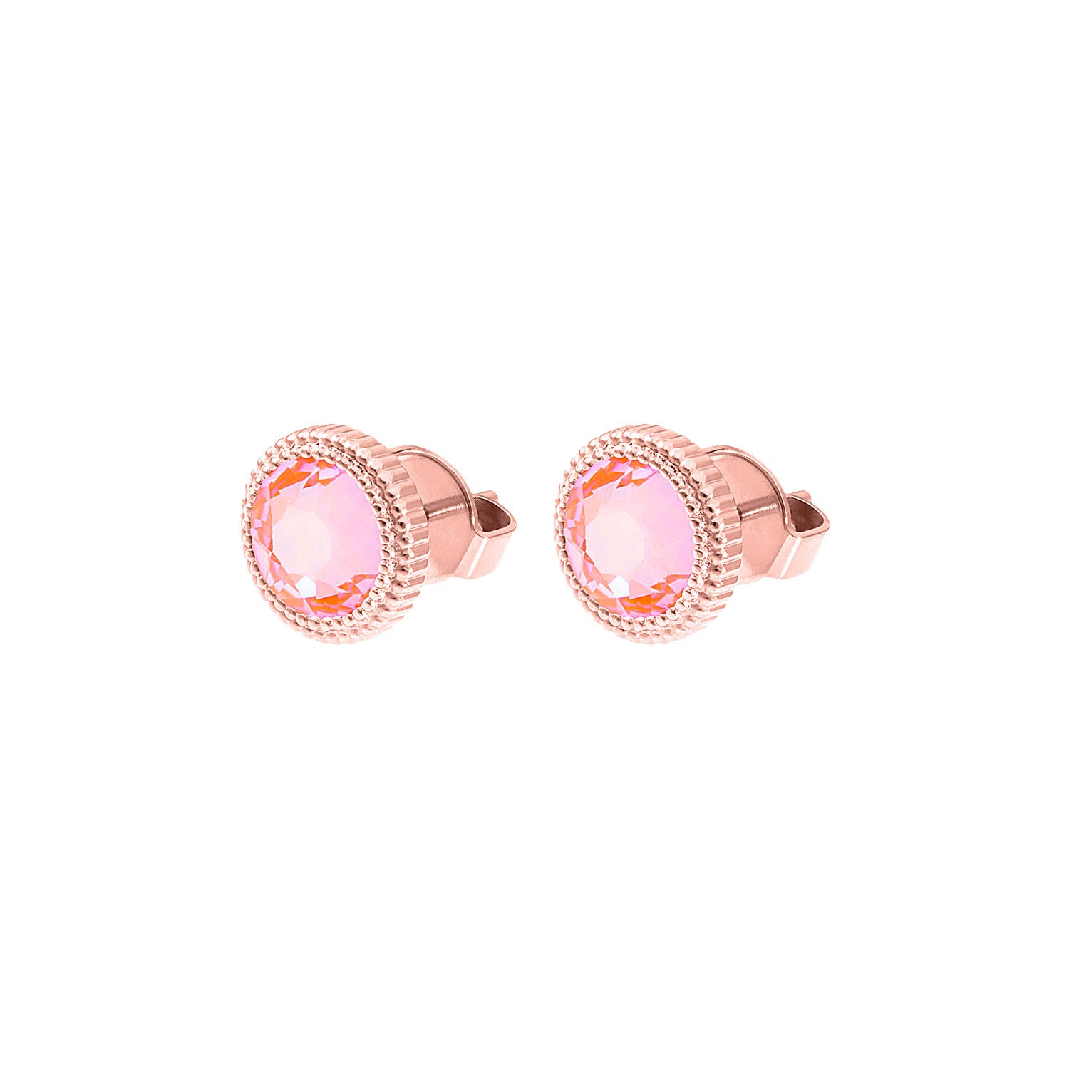 Fabero Flat Stud Earring 0.4" - Rose Gold crystal orange glow delite