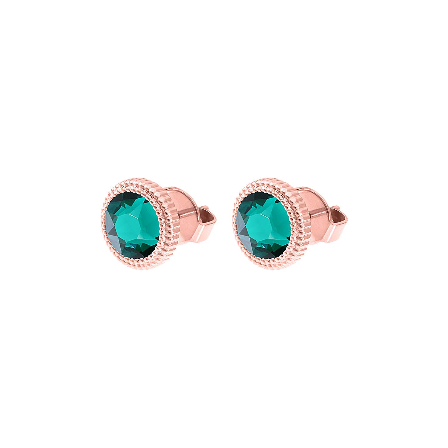 Fabero Flat Stud Earring 0.4" - Rose Gold emerald