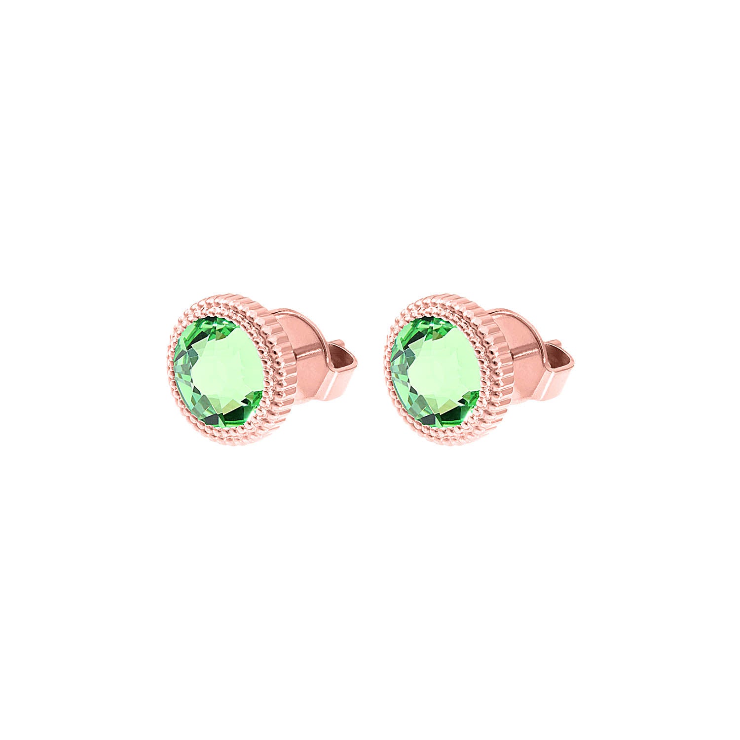 Fabero Flat Stud Earring 0.4" - Rose Gold peridot