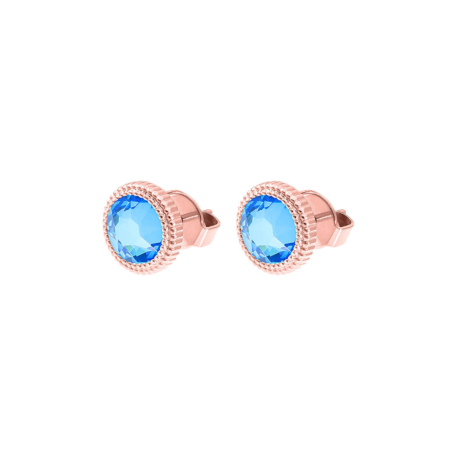 Fabero Flat Stud Earring 0.4" - Rose Gold royal blue delite