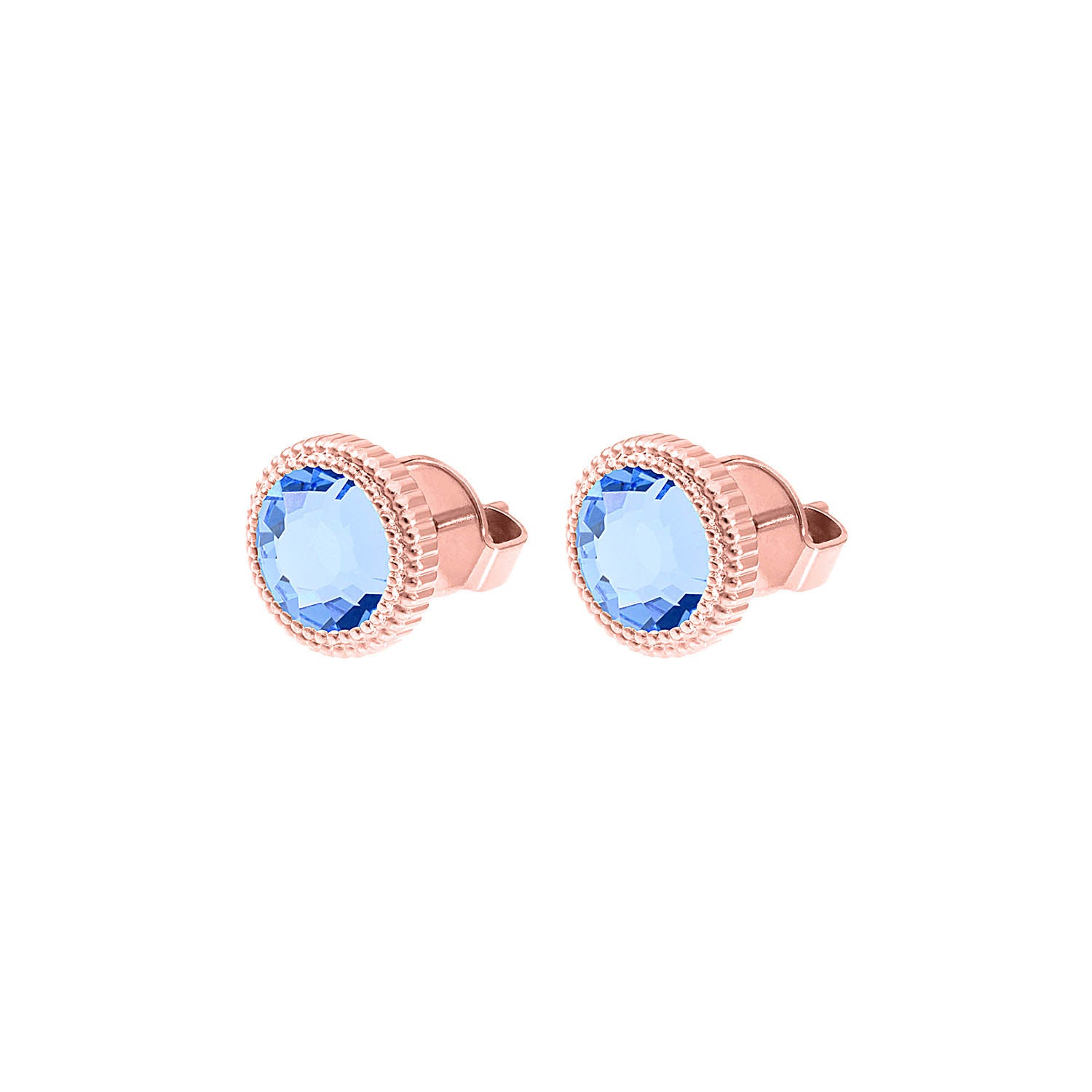 Fabero Flat Stud Earring 0.4" - Rose Gold light sapphire