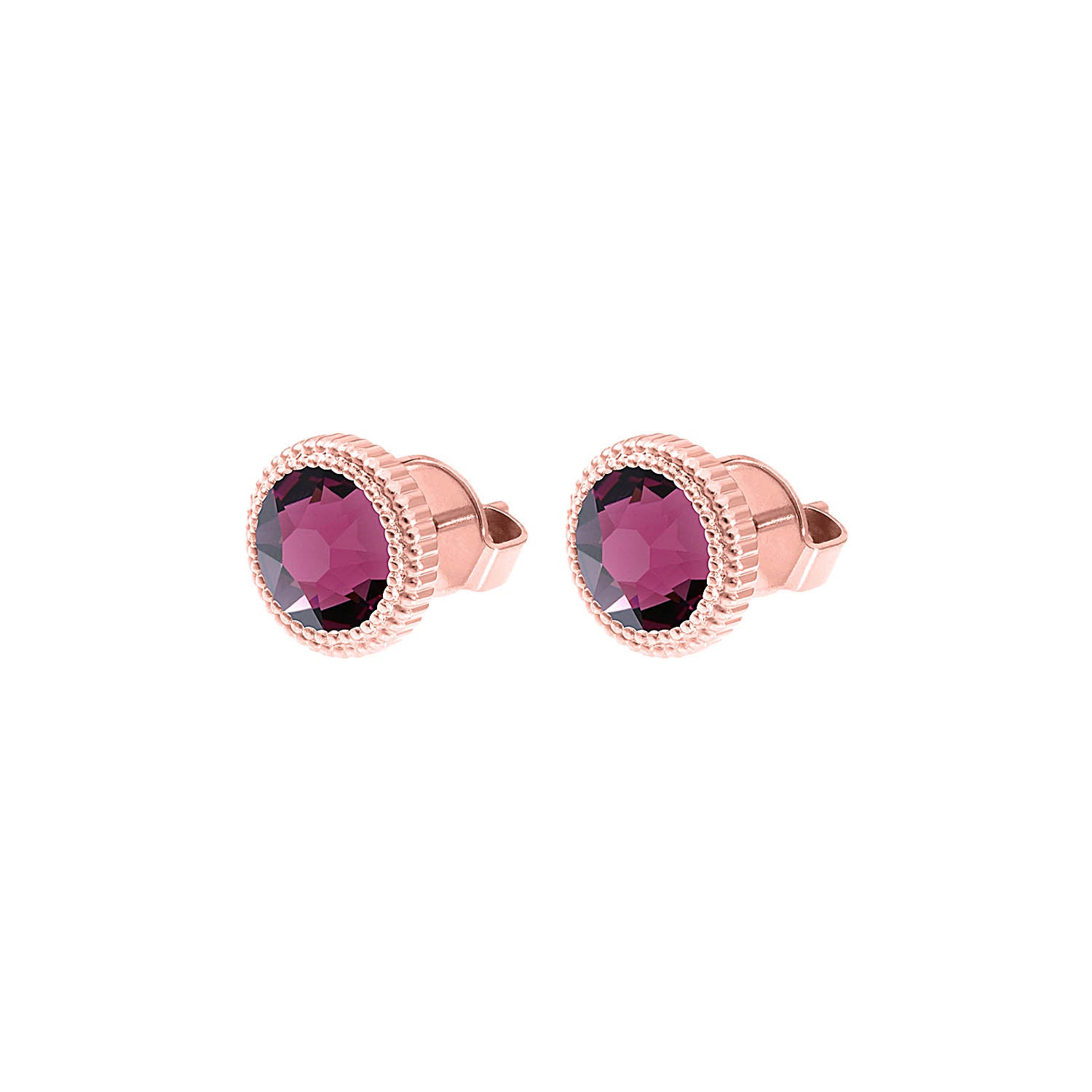 Fabero Flat Stud Earring 0.4" - Rose Gold amethyst