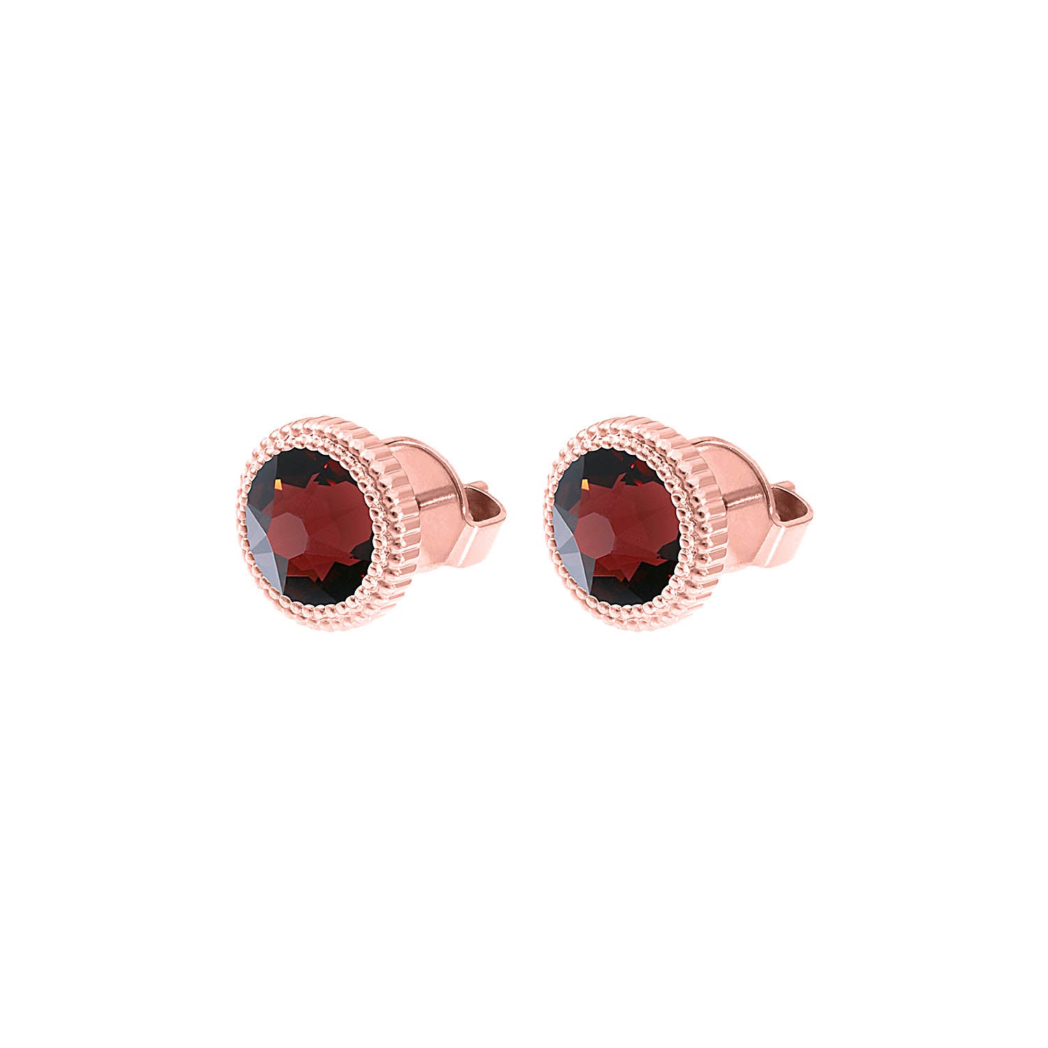 Fabero Flat Stud Earring 0.4" - Rose Gold Burgundy