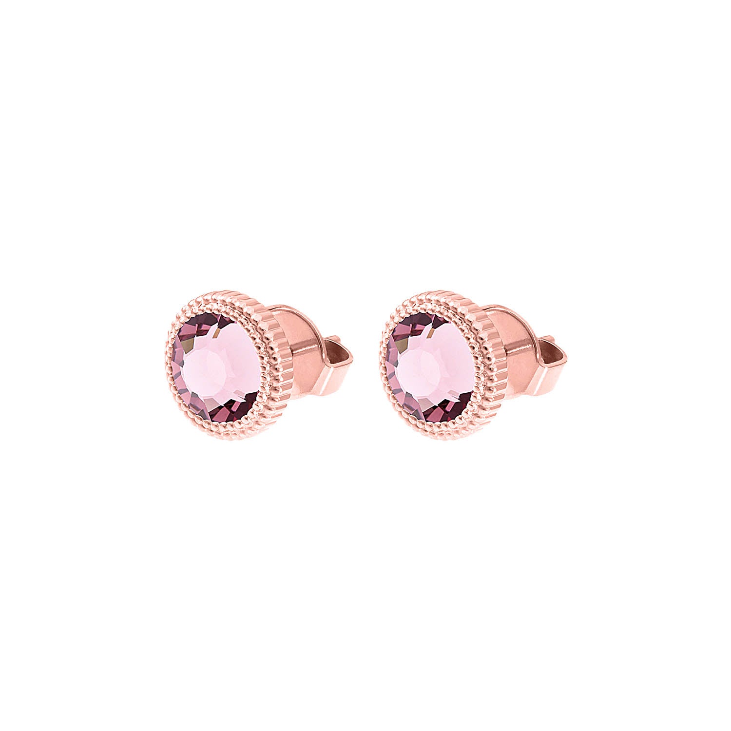 Fabero Flat Stud Earring 0.4" - Rose Gold light amethyst