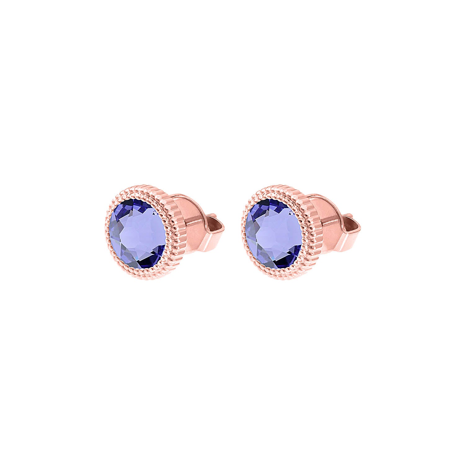 Fabero Flat Stud Earring 0.4" - Rose Gold tanzanite