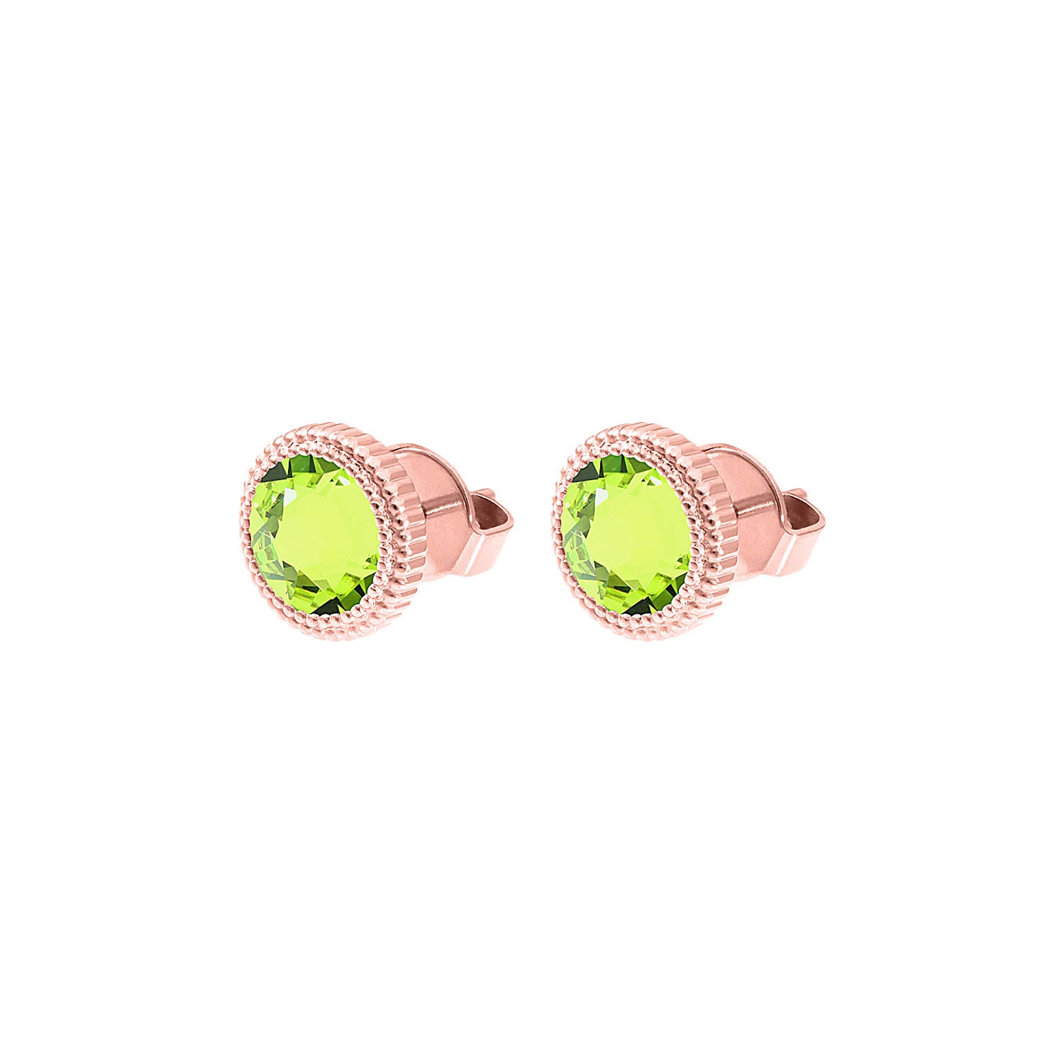 Fabero Flat Stud Earring 0.4" - Rose Gold Citrus Green