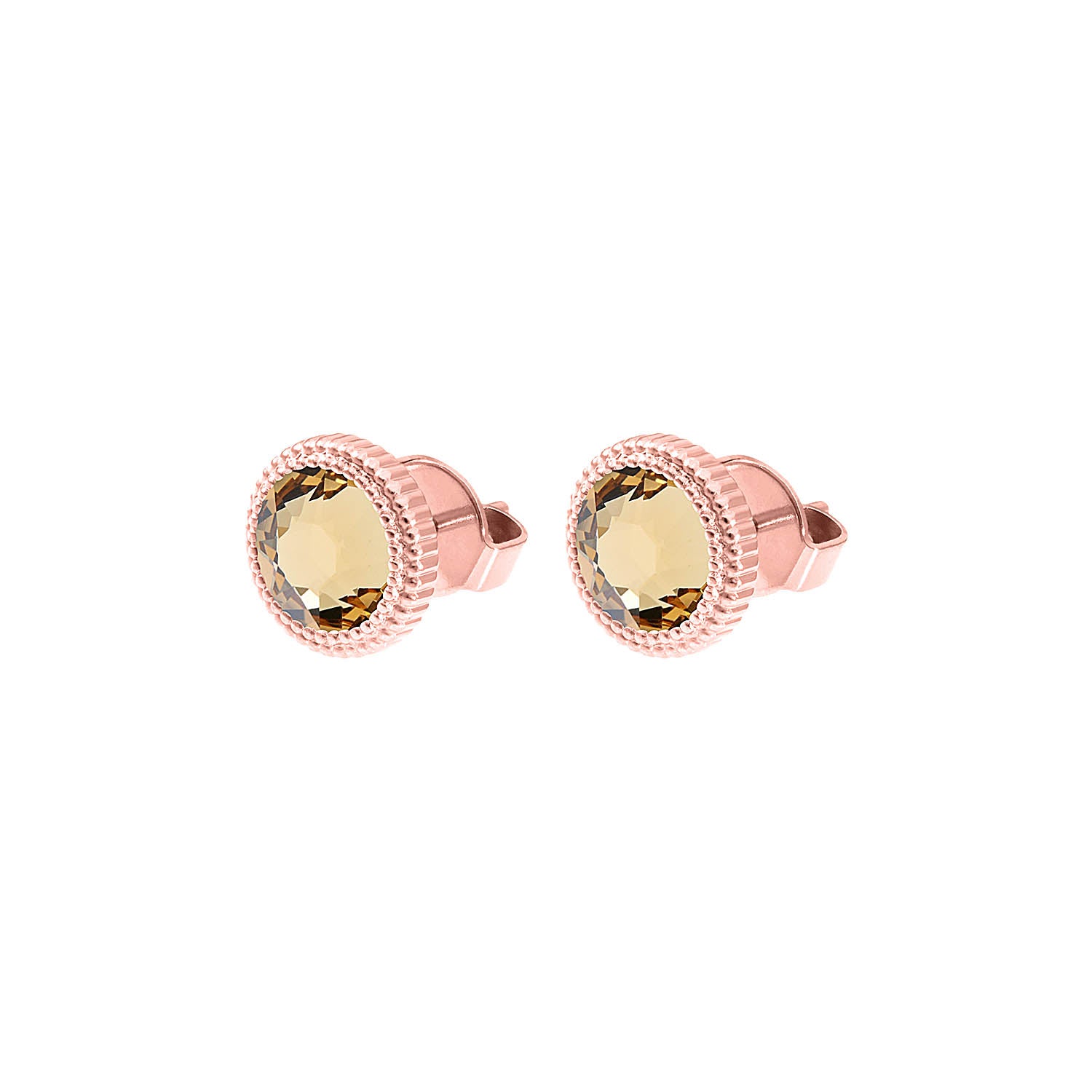 Fabero Flat Stud Earring 0.4" - Rose Gold light colorado topaz