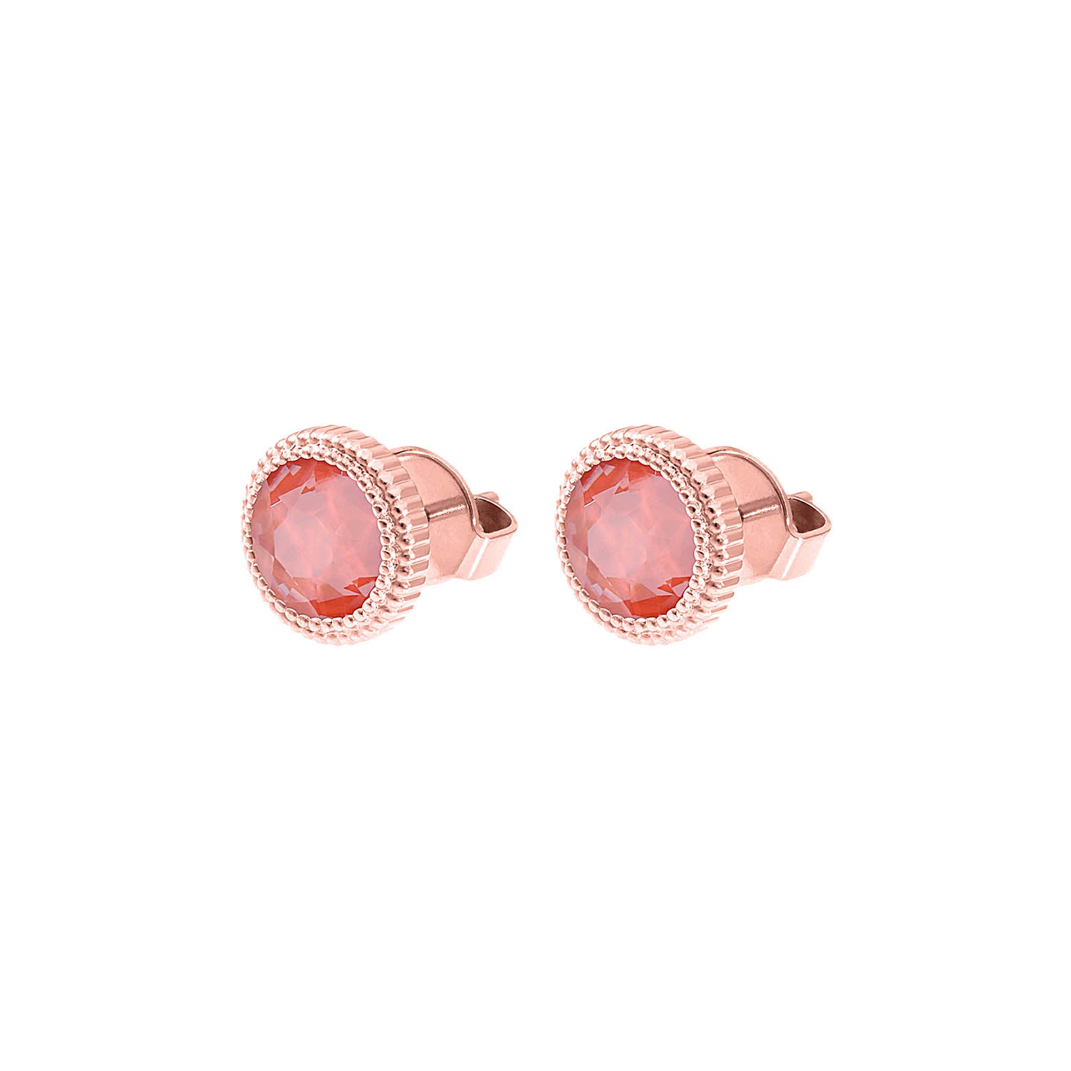 Fabero Flat Stud Earring 0.4" - Rose Gold crystal maroon ignite