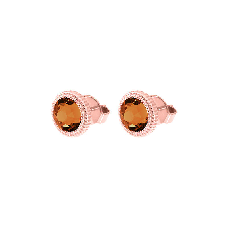 Fabero Flat Stud Earring 0.4" - Rose Gold Smoked Topaz