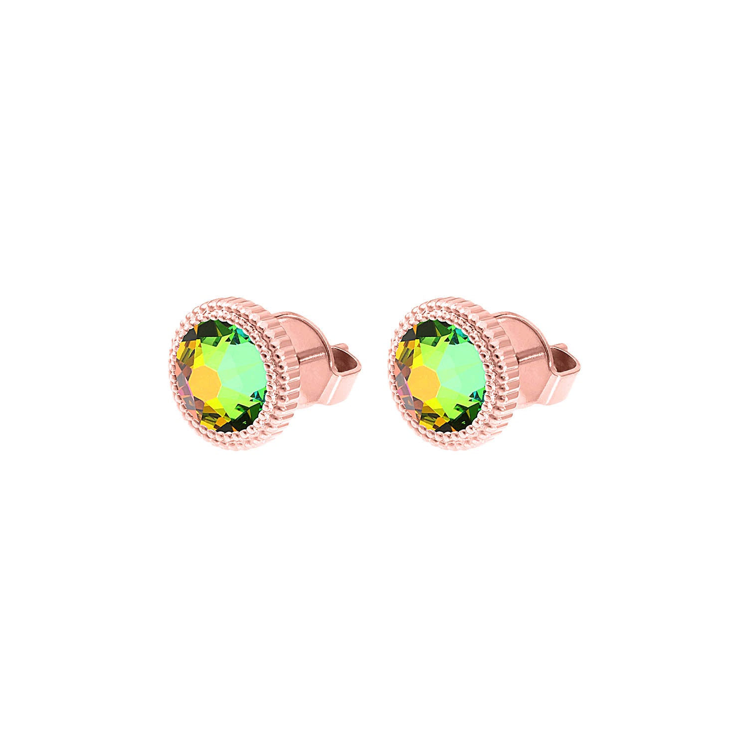 Fabero Flat Stud Earring 0.4" - Rose Gold Crystal Vitrail Medium