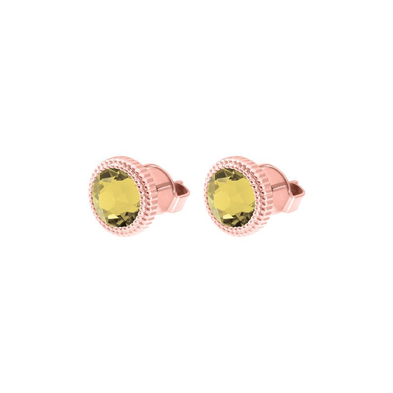 Fabero Flat Stud Earring 0.4" - Rose Gold Recreated Dark Jonquil