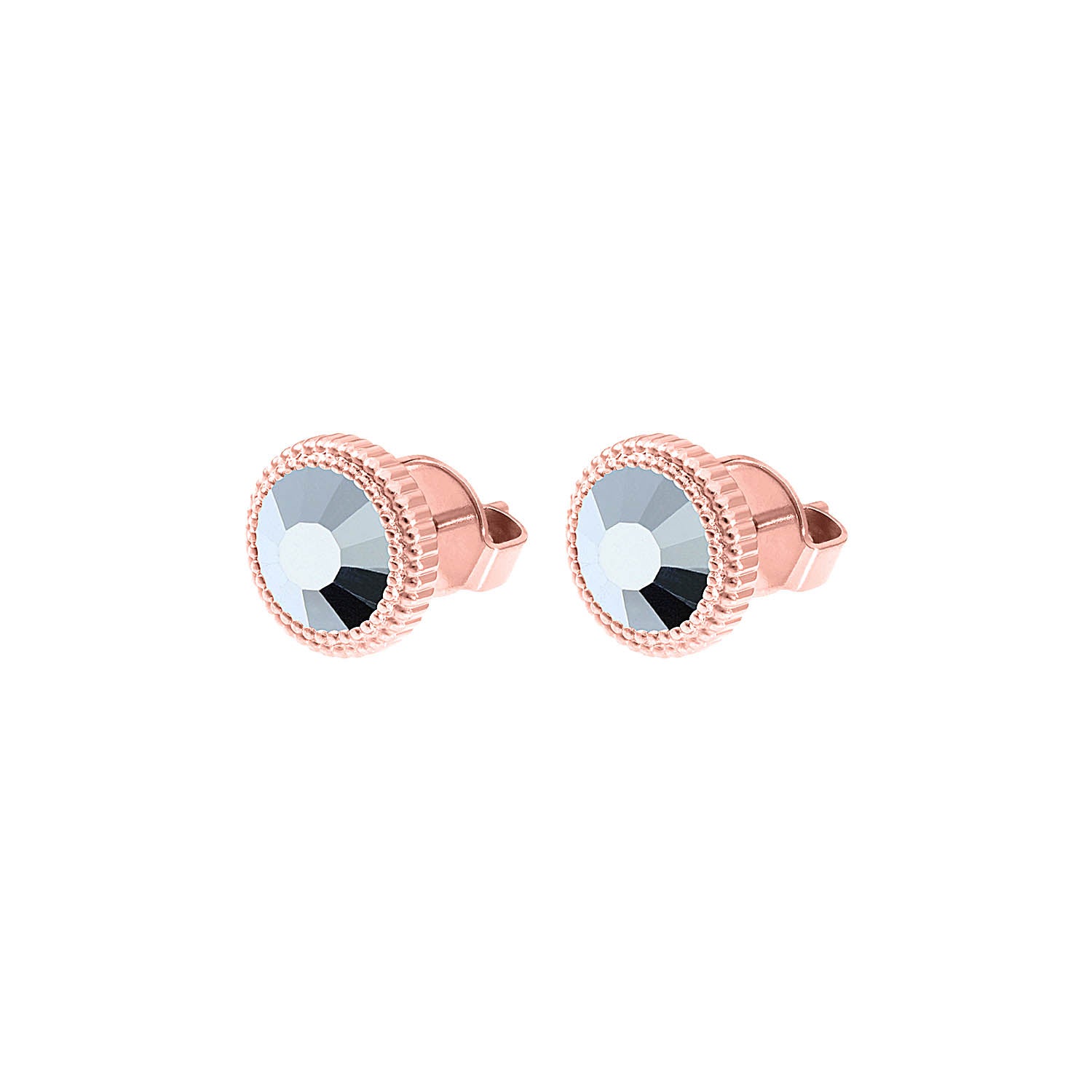 Fabero Flat Stud Earring 0.4" - Rose Gold crystal labrador