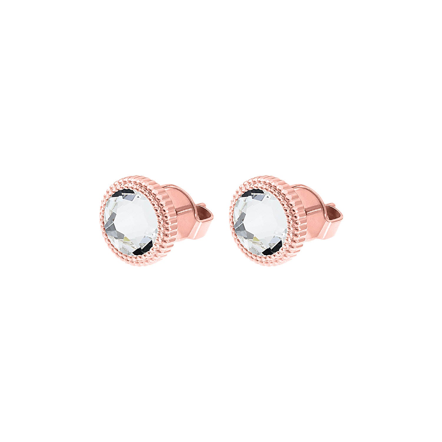 Fabero Flat Stud Earring 0.4" - Rose Gold crystal