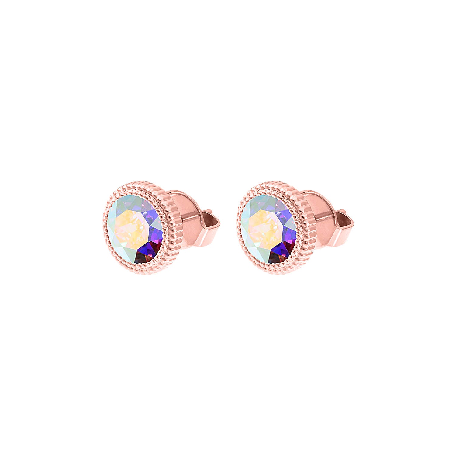 Fabero Flat Stud Earring 0.4" - Rose Gold crystal aurora boreale