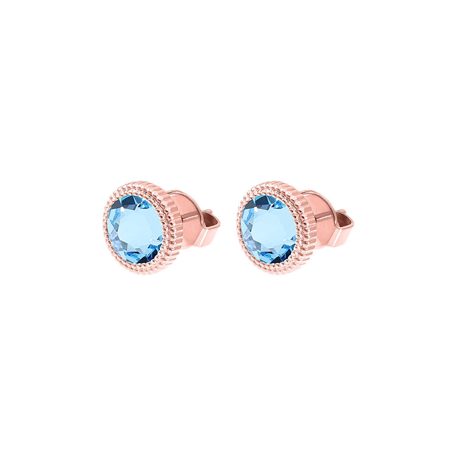 Fabero Flat Stud Earring 0.4" - Rose Gold aquamarine