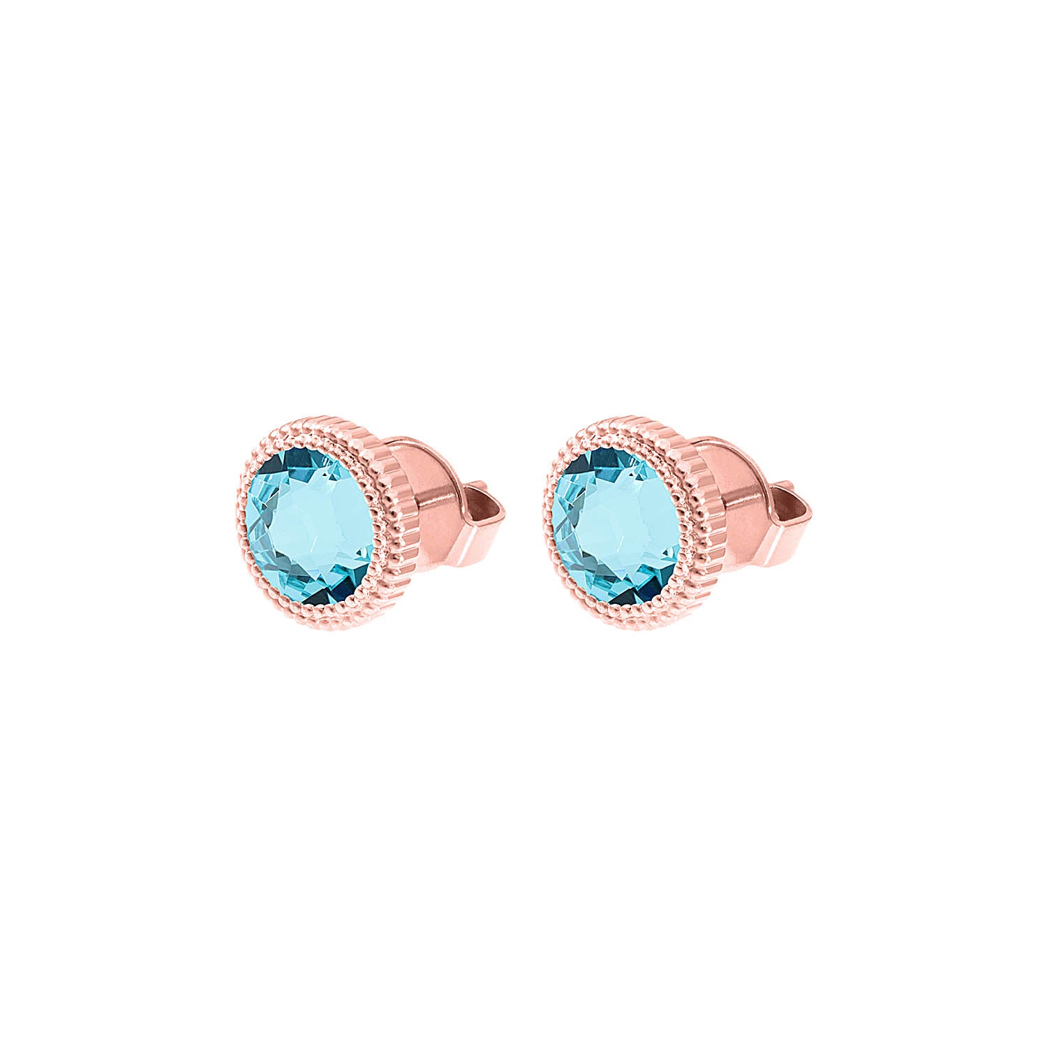 Fabero Flat Stud Earring 0.4" - Rose Gold Light Turquoise