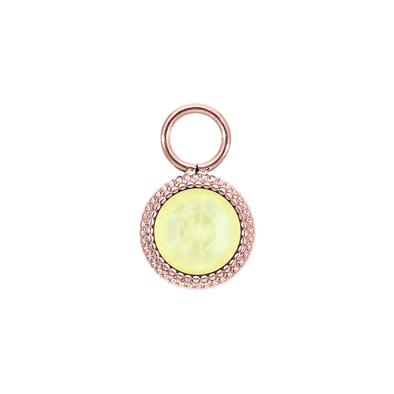 Fabero Flat Charm 0.4" - Rose Gold crystal soft yellow ignite