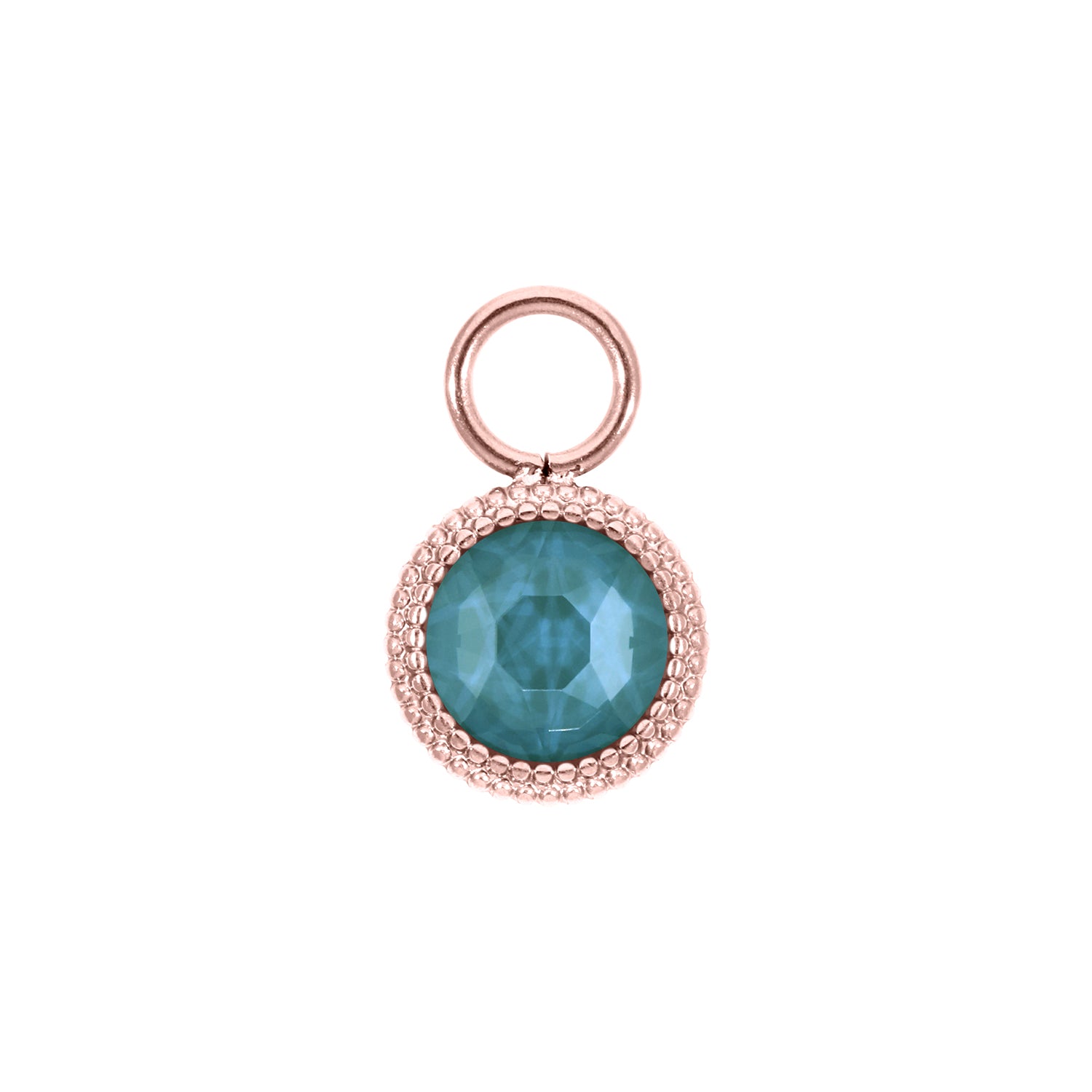 Fabero Flat Charm 0.4" - Rose Gold Crystal Pine Green Ignite