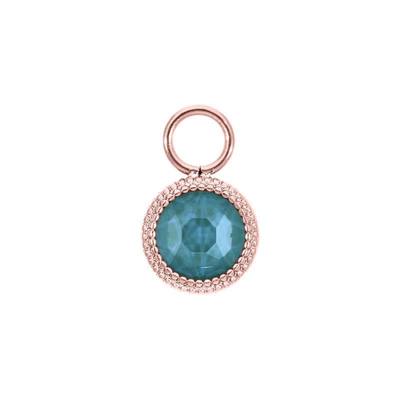 Fabero Flat Charm 0.4" - Rose Gold Crystal Pine Green Ignite