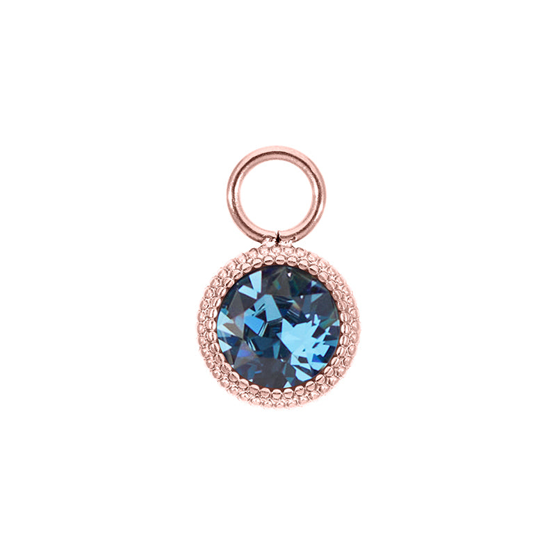Fabero Flat Charm 0.4" - Rose Gold Denim Blue