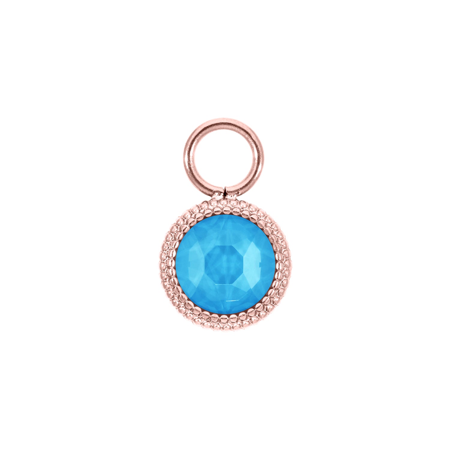 Fabero Flat Charm 0.4" - Rose Gold Crystal Electric Blue Ignite