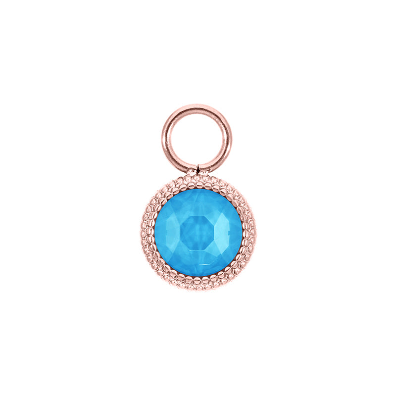 Fabero Flat Charm 0.4" - Rose Gold Crystal Electric Blue Ignite