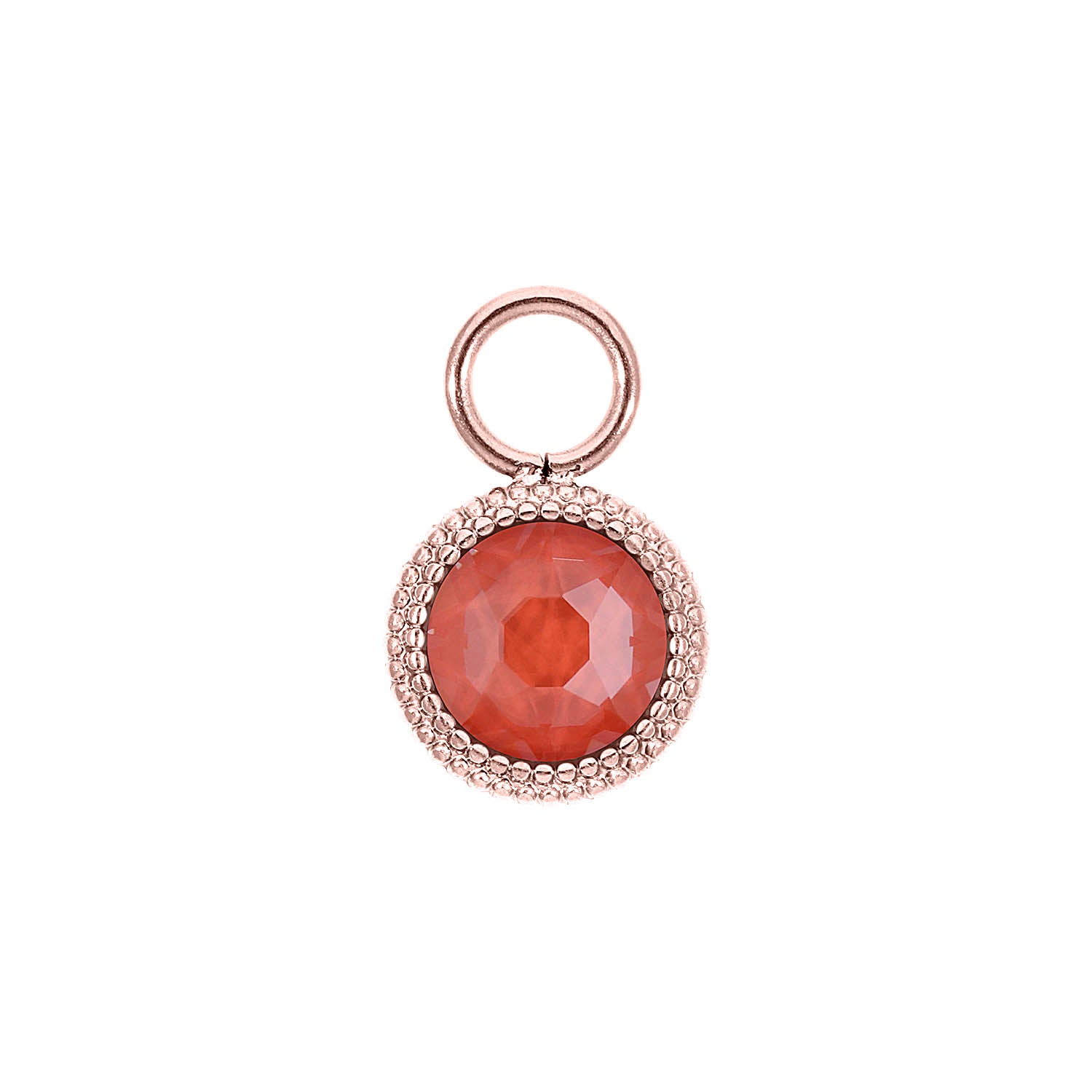 Fabero Flat Charm 0.4" - Rose Gold crystal maroon ignite