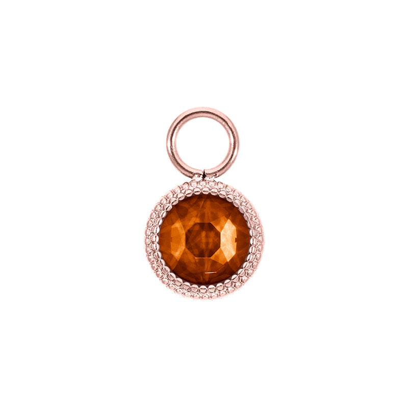 Fabero Flat Charm 0.4" - Rose Gold Smoked Topaz