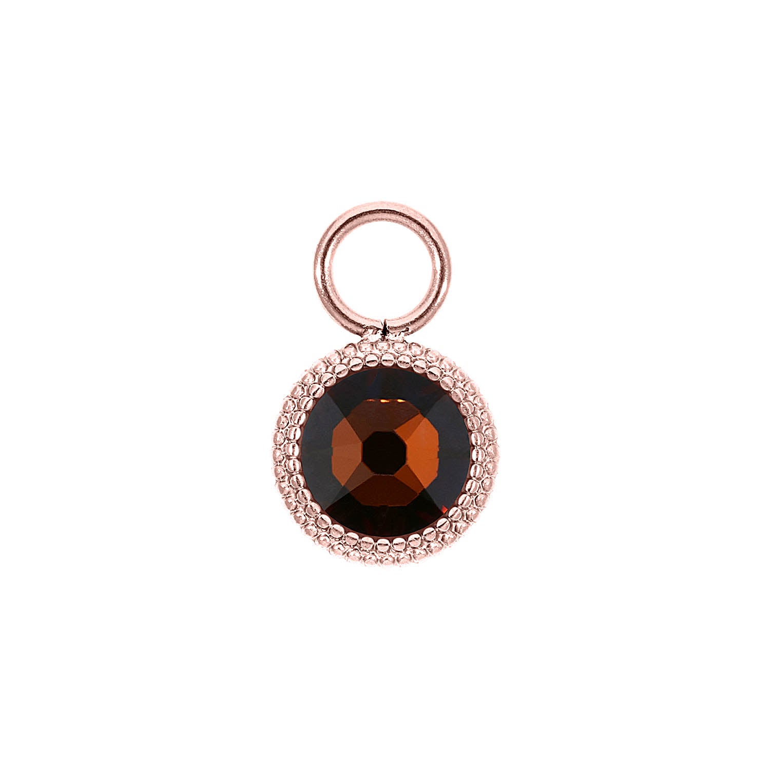 Fabero Flat Charm 0.4" - Rose Gold smoked amber