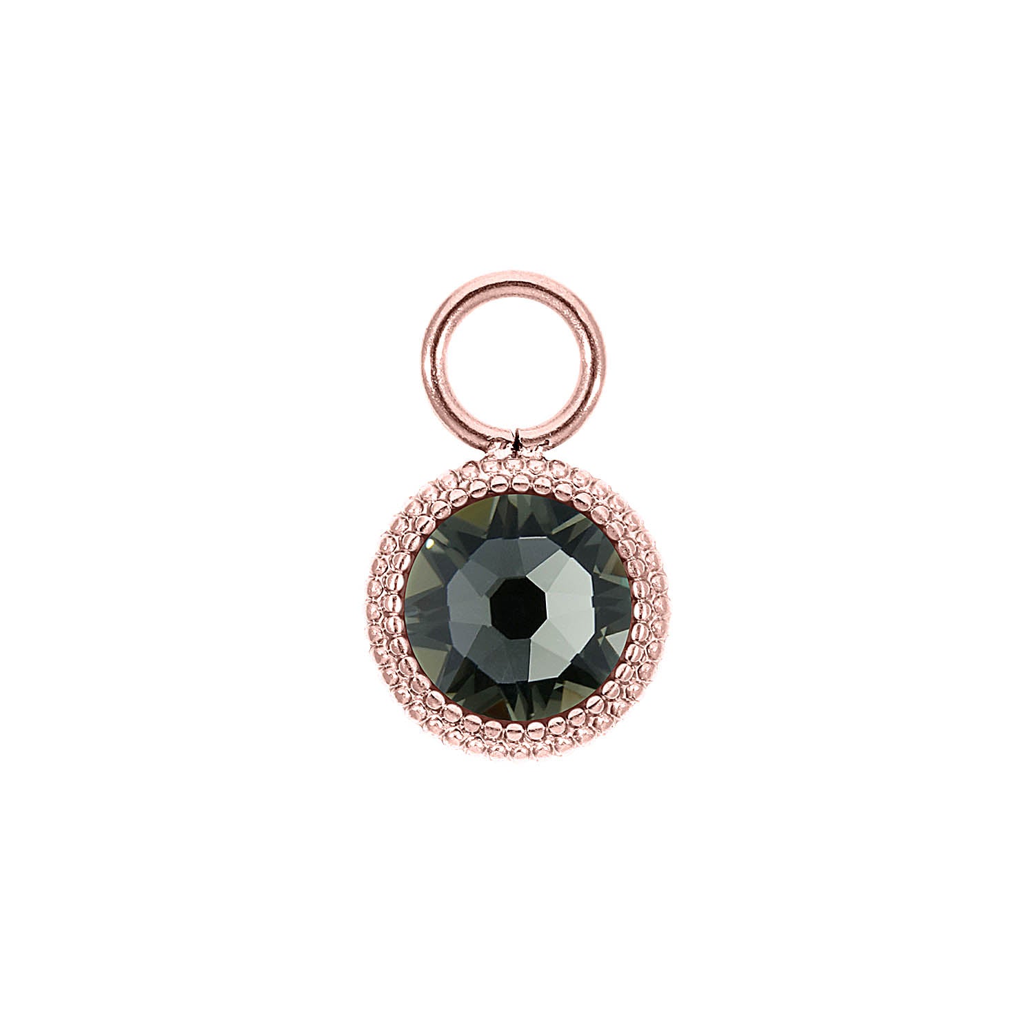 Fabero Flat Charm 0.4" - Rose Gold black diamond