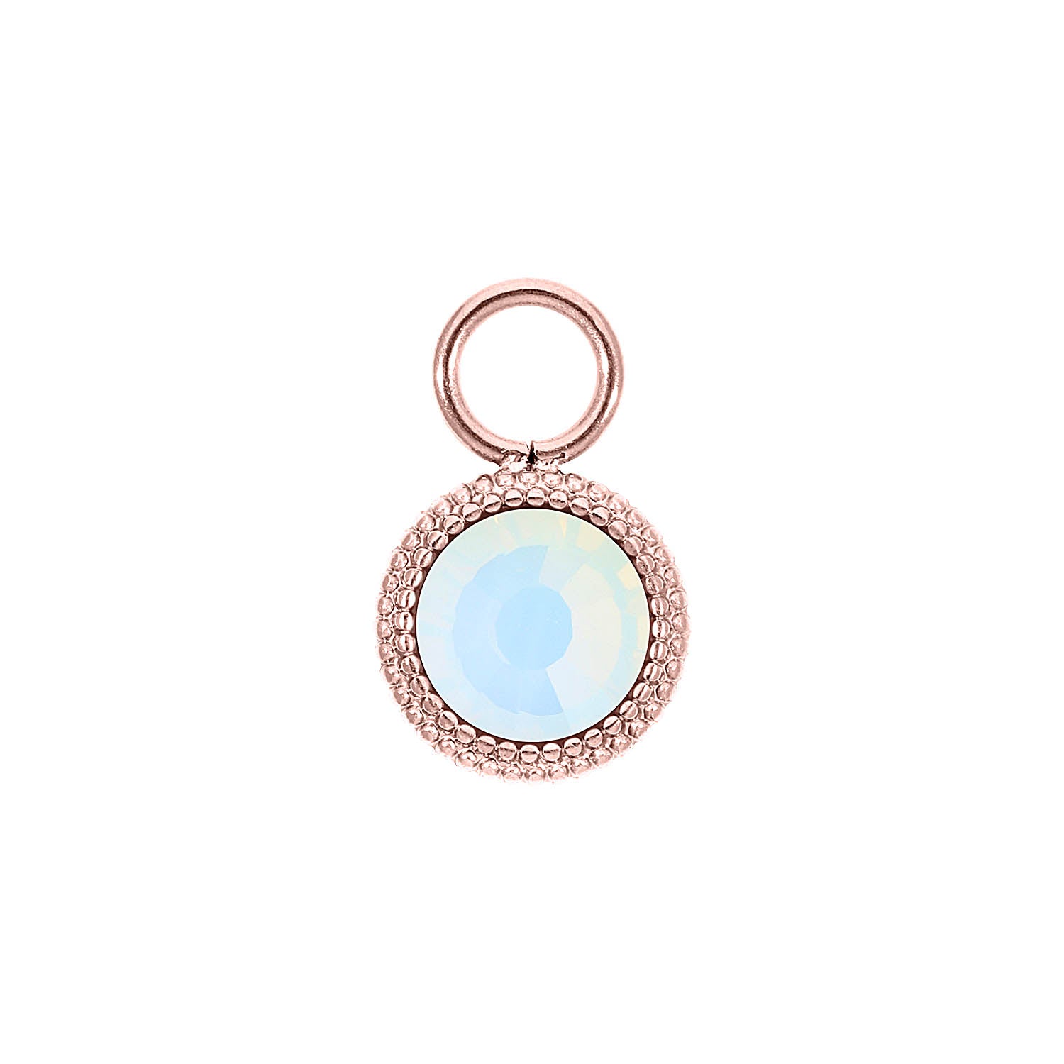 Fabero Flat Charm 0.4" - Rose Gold white opal