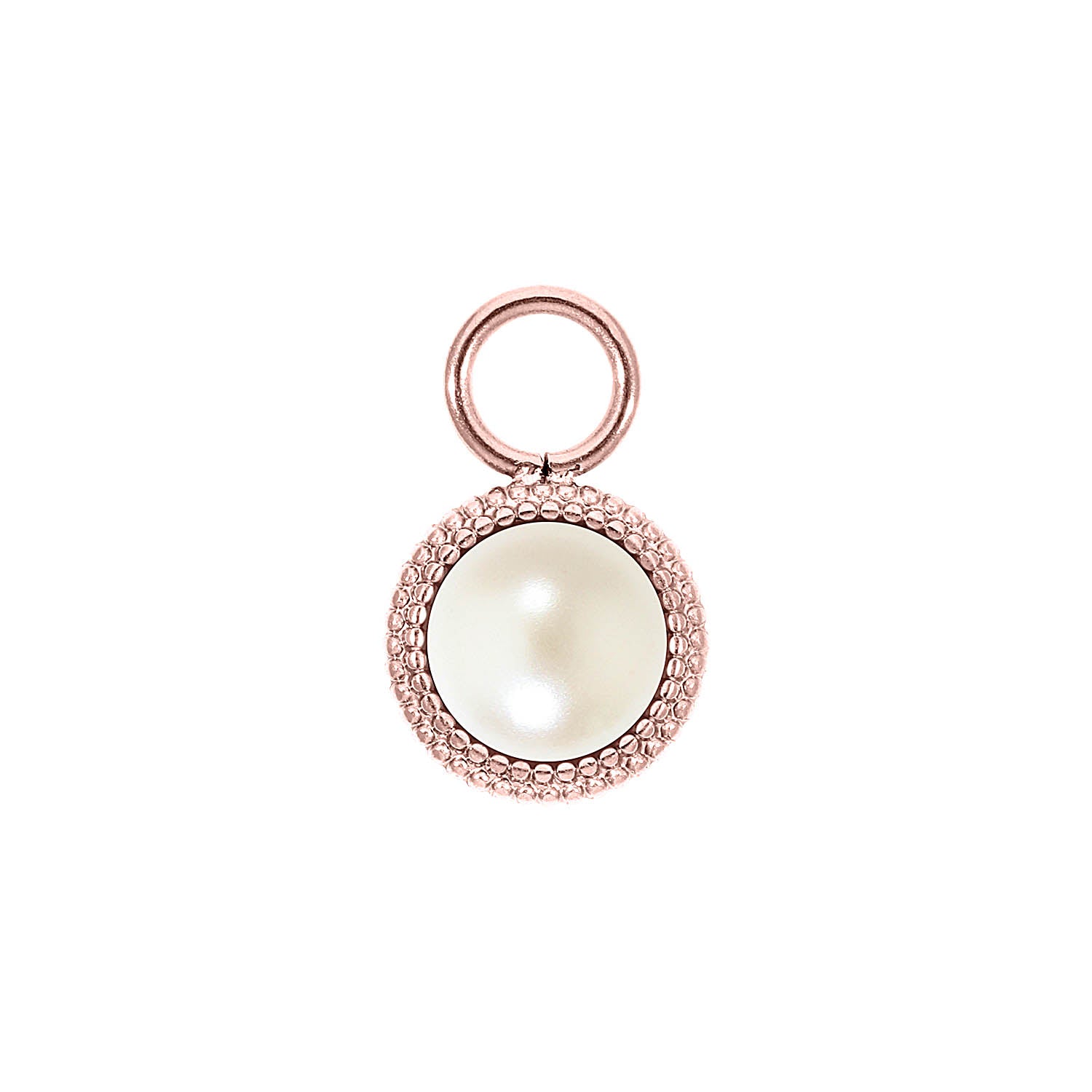 Fabero Flat Charm 0.4" - Rose Gold cream pearl