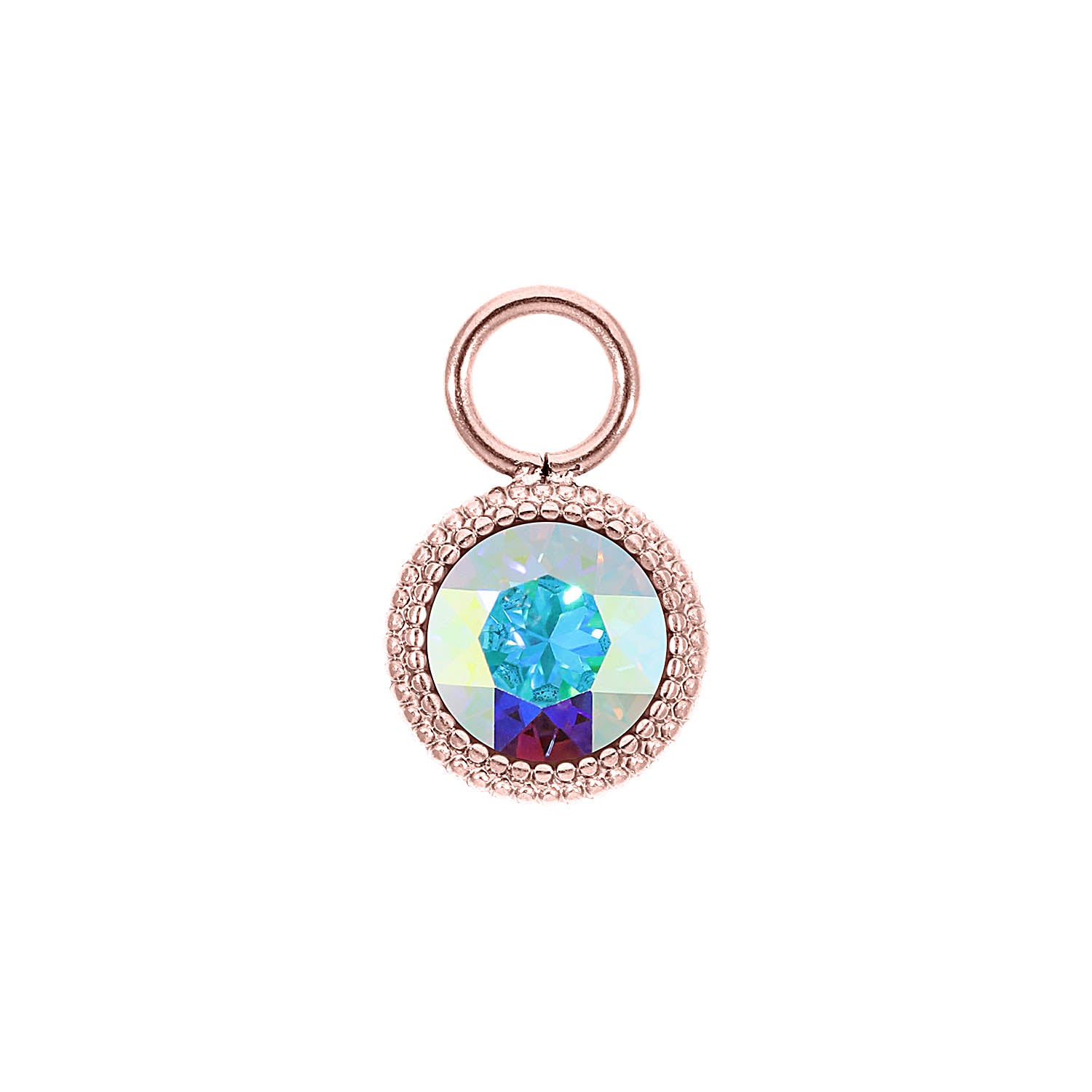 Fabero Flat Charm 0.4" - Rose Gold crystal aurora boreale