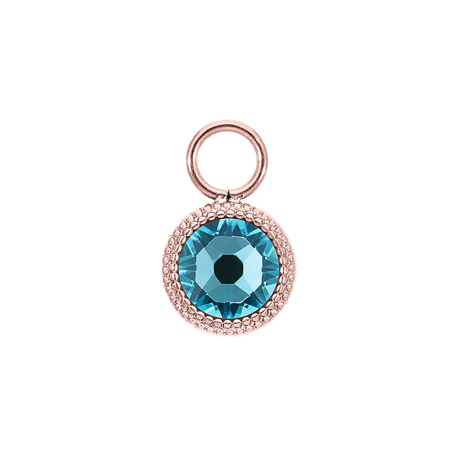 Fabero Flat Charm 0.4" - Rose Gold Light Turquoise