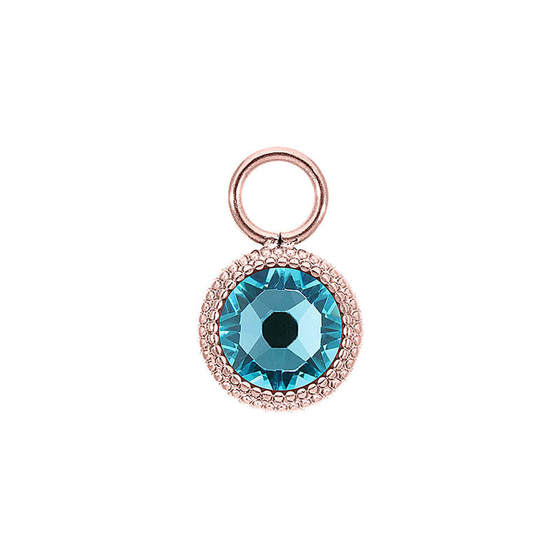 Fabero Flat Charm 0.4" - Rose Gold Light Turquoise