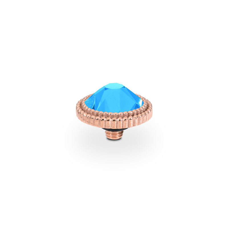 Fabero Flat Top 0.4" - Rose Gold Crystal Electric Blue Ignite
