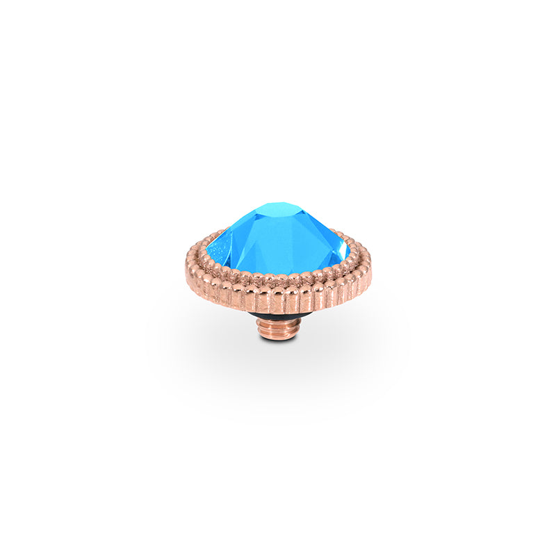 Fabero Flat Top 0.4" - Rose Gold Crystal Electric Blue Ignite