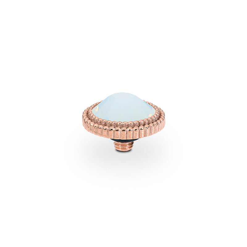Fabero Flat Top 0.4" - Rose Gold white opal
