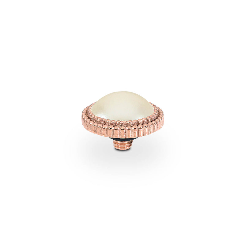 Fabero Flat Top 0.4" - Rose Gold cream pearl