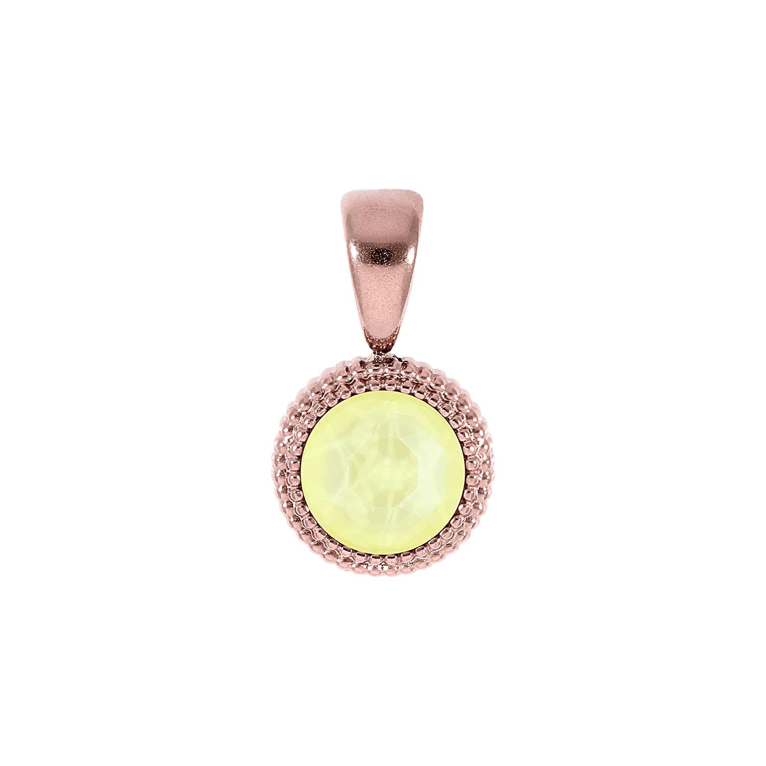 Fabero Flat Pendant 0.4" - Rose Gold crystal soft yellow ignite