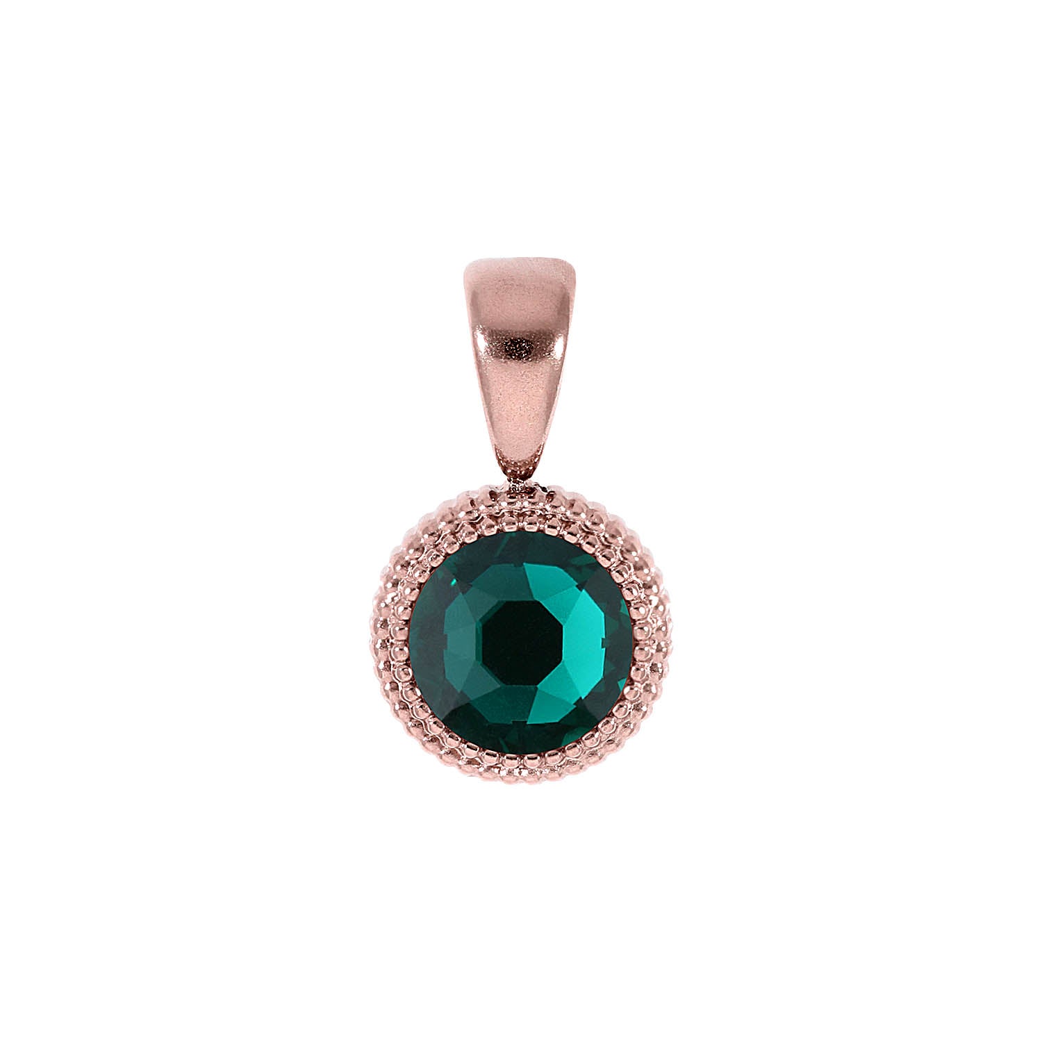 Fabero Flat Pendant 0.4" - Rose Gold emerald