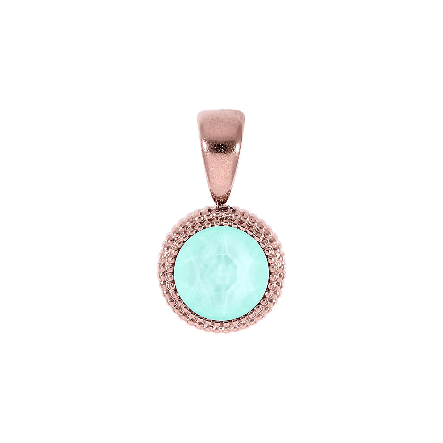 Fabero Flat Pendant 0.4" - Rose Gold crystal soft mint ignite