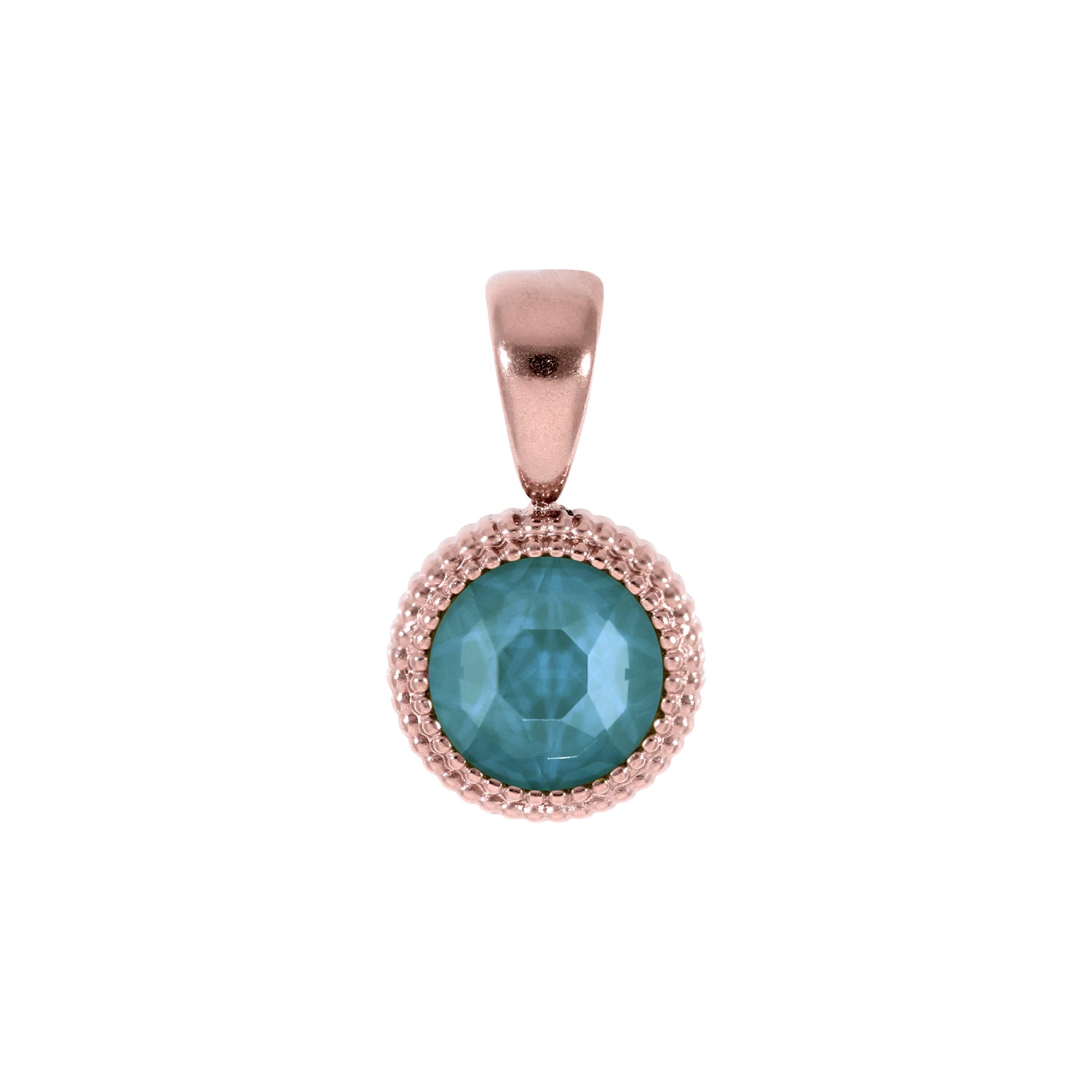 Fabero Flat Pendant 0.4" - Rose Gold Crystal Pine Green Ignite