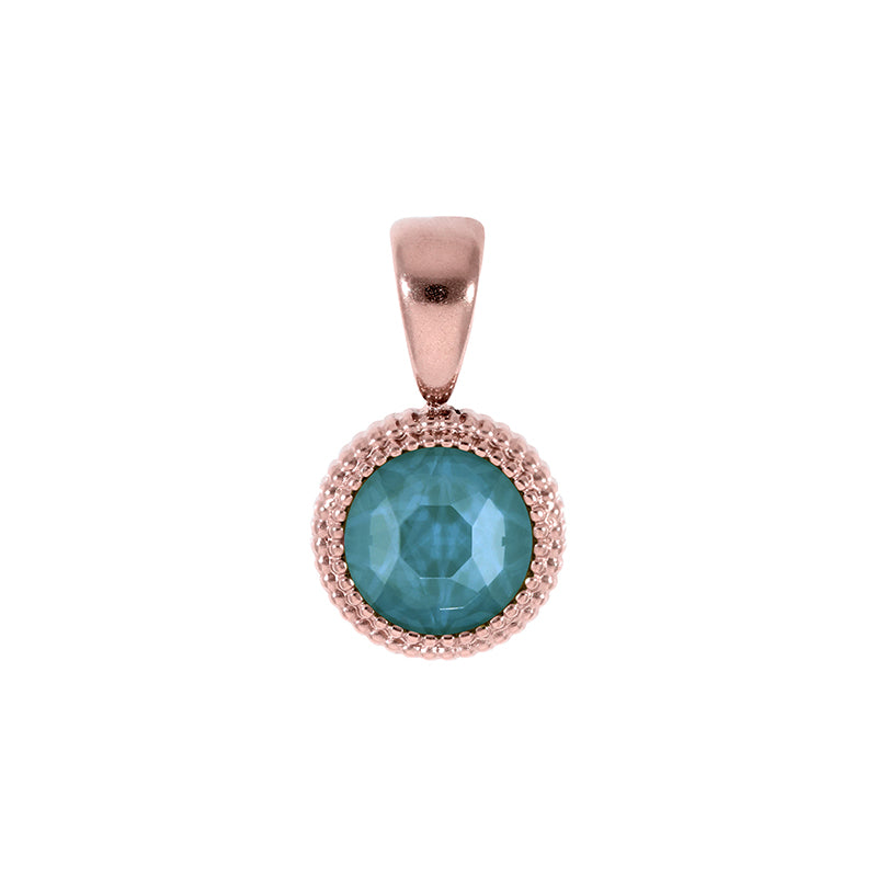 Fabero Flat Pendant 0.4" - Rose Gold Crystal Pine Green Ignite
